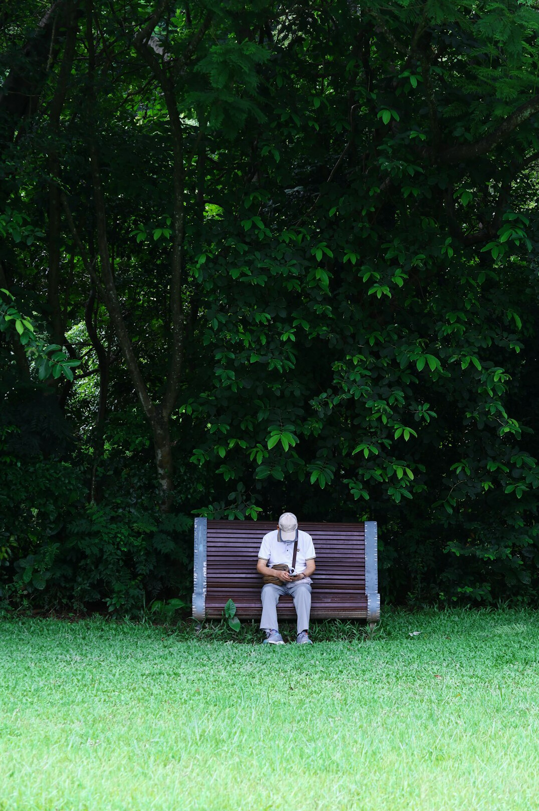 elderly man on park bench