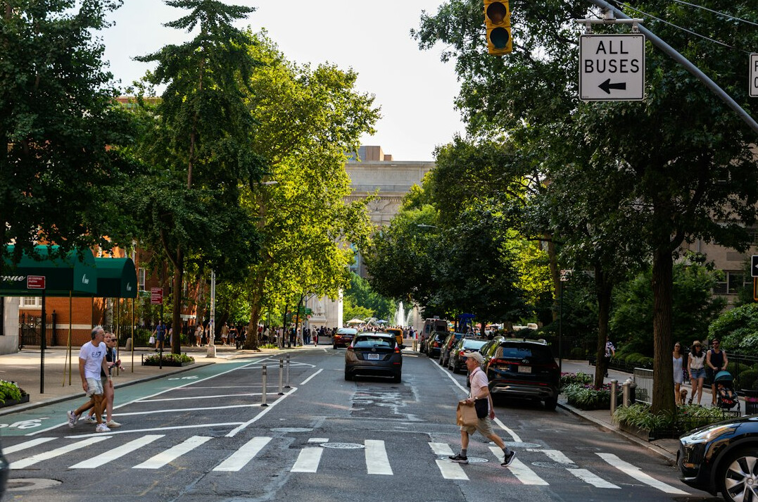 busy city sidewalk